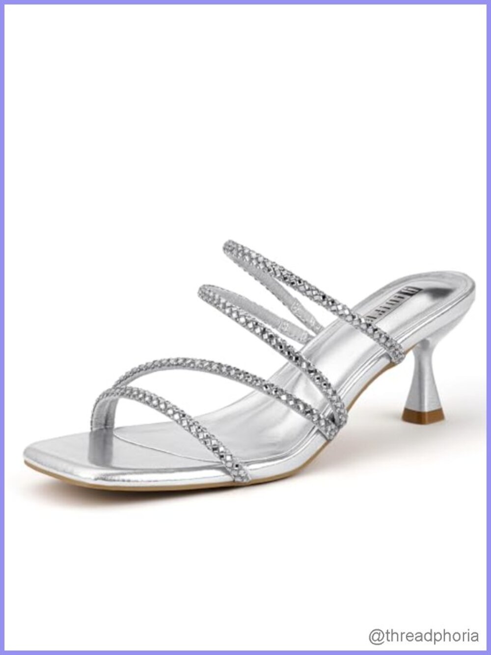 Strappy Rhinestone Kitten Heels Slip On Low Heel Sandals
